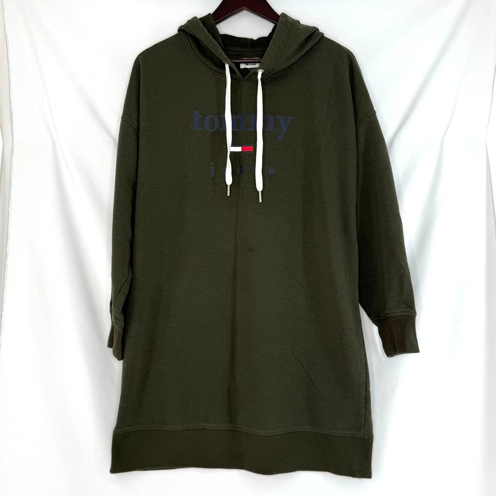 Tommy Jeans Olive Hoodie Sweatshirt Dress